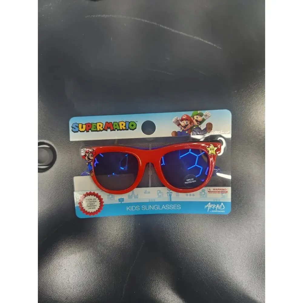 Nintendo Super Mario Brothers Classic Wayfare Style Kids Sunglasses Red and Blue